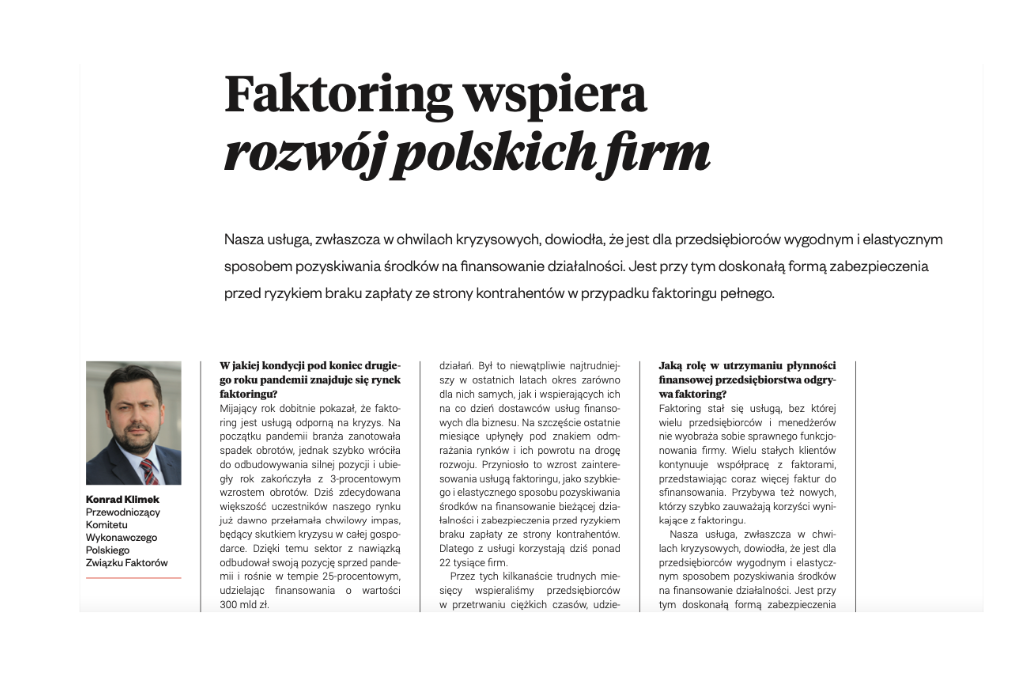 Faktoring wspiera rozwój polskich firm