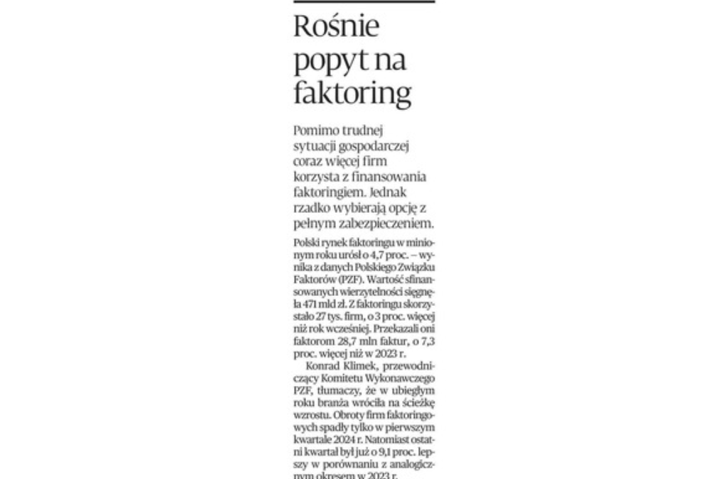 Rośnie popyt na faktoring